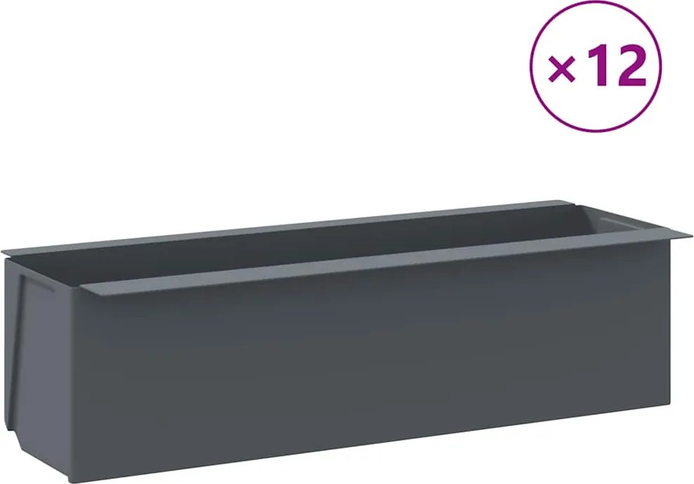 vidaXL 12 db szürke polipropilén virágláda raklapokhoz 36x13,5x9,5 cm