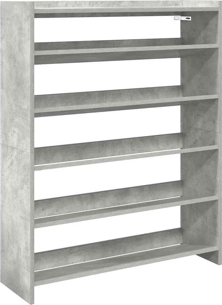 vidaXL betonszürke szerelt fa cipőtartó 80x25x100 cm