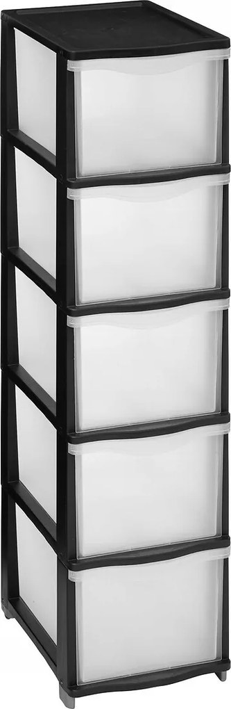 Könyvespolc Fiókokkal Műanyag Fekete 37X26,8X102,4 CM Mobil Rendszerező