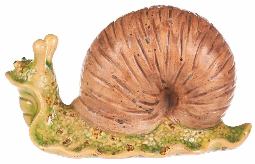 Kerti dekoráció Csiga világosbarna, 16 x 7 x 10cm, kerámia