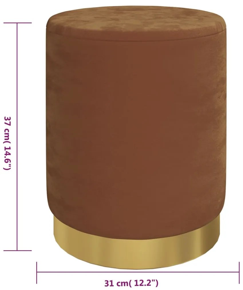 vidaXL barna kerek bársonyülőke tárolóval 31 x 37 cm