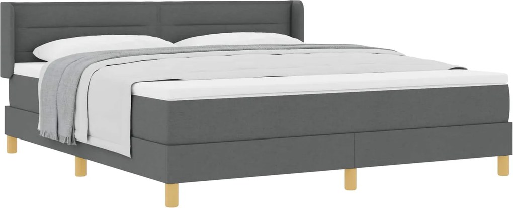 vidaXL Boxrugós ágy matracmal Sötétszürke 200 x 180 cm Poliészter