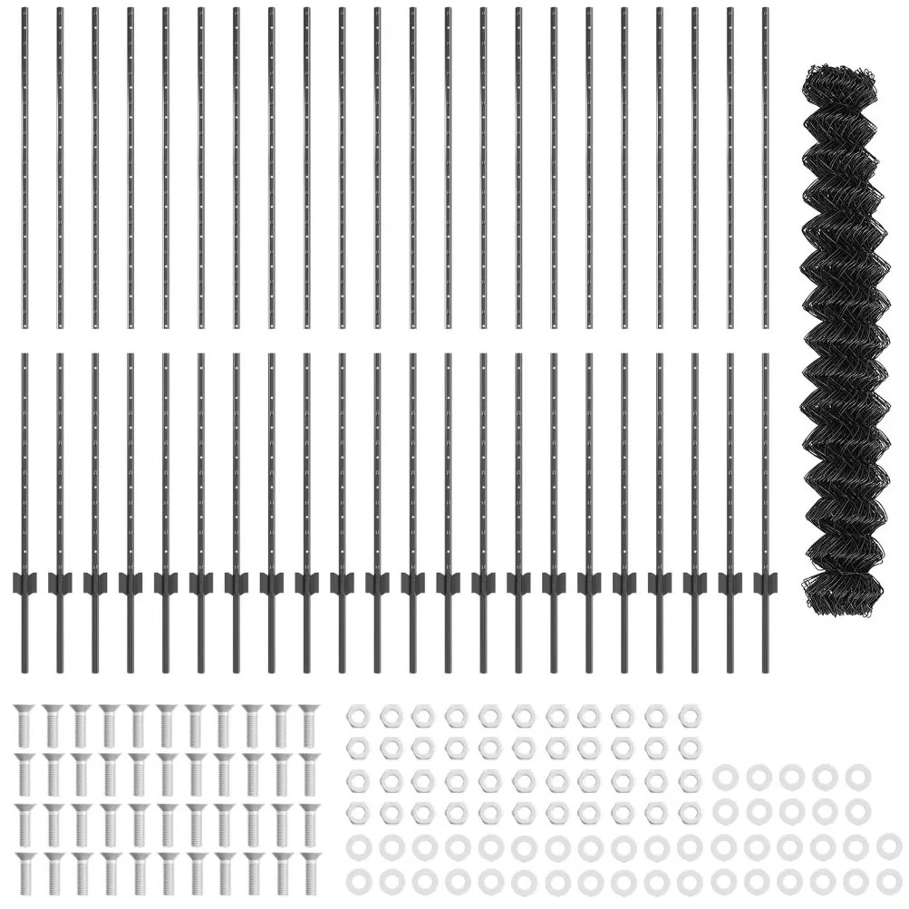 Láncos kerítés szett 2 darab Szürke Horganyzott acél 25 x 1.5 m