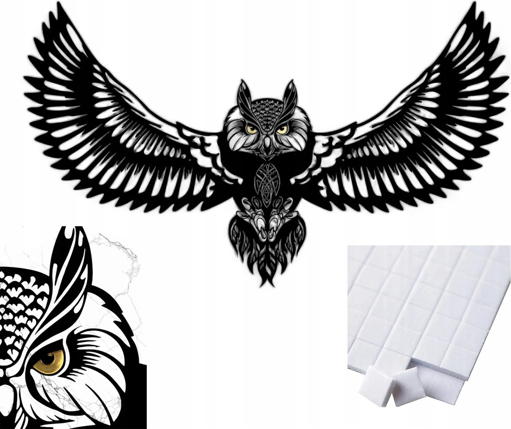 Bagoly Áttört Dekoráció Panel Vászonkép 3D Fali Dekoráció 60x35 cm Filin Top