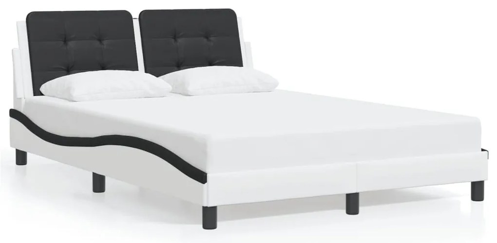 fehér és fekete műbőr ágykeret matrac nélkül Zadar 140 x 200 cm