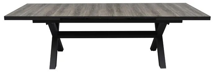 Kihúzható kerti asztal, kerámialap tölgy dekorral 200+60x100x77 cm, alumínium szerkezet