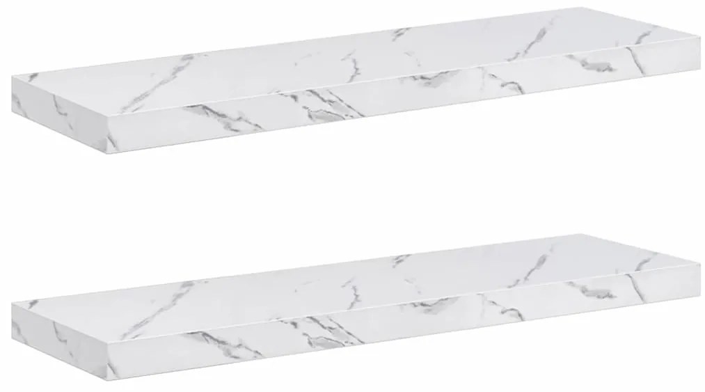 Falpolc tárolóval 2 pcs Fehér márvány 80 x 23,5 x 4 cm Faanyag