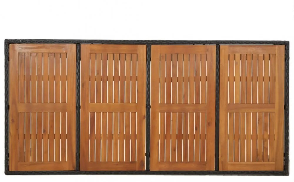 7 részes fekete polyrattan kerti étkezőgarnitúra párnával