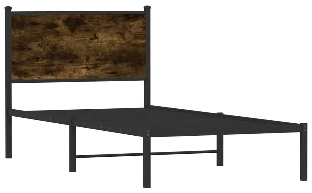 füstös tölgy színű fém ágykeret matrac nélkül 80 x 200 cm