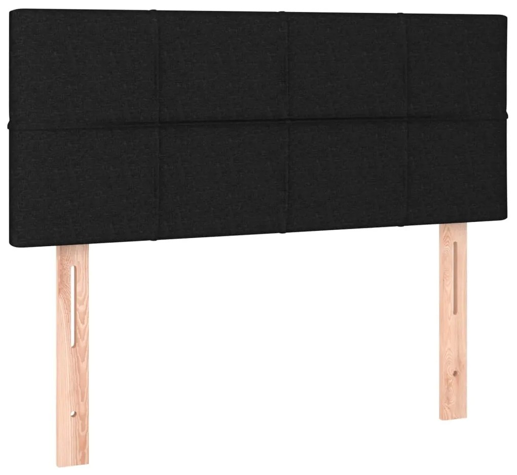 fekete szövet rugós ágy matraccal 100 x 200 cm