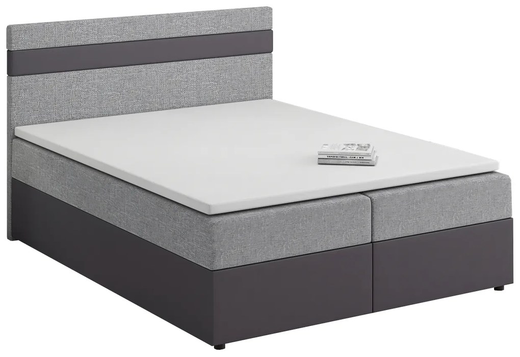 Franciaágy Boxspring 160x200 cm Mimosa (ágyráccsal és matraccal) (sötétszürke + szürke). 1007812