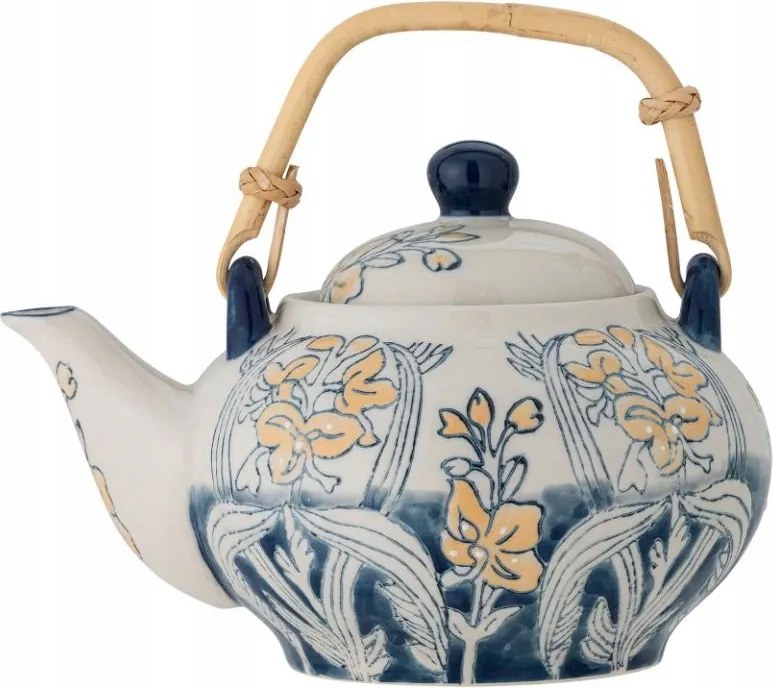 Bloomingville Myah Teáskanna 800 ml virág motívummal Kék