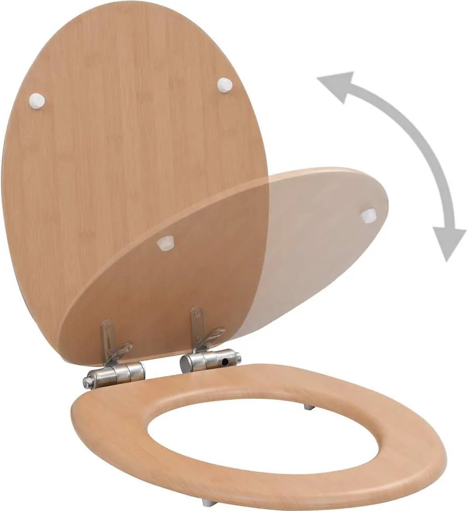 2 db bambuszmintás MDF WC-ülőke lassan csukódó fedéllel