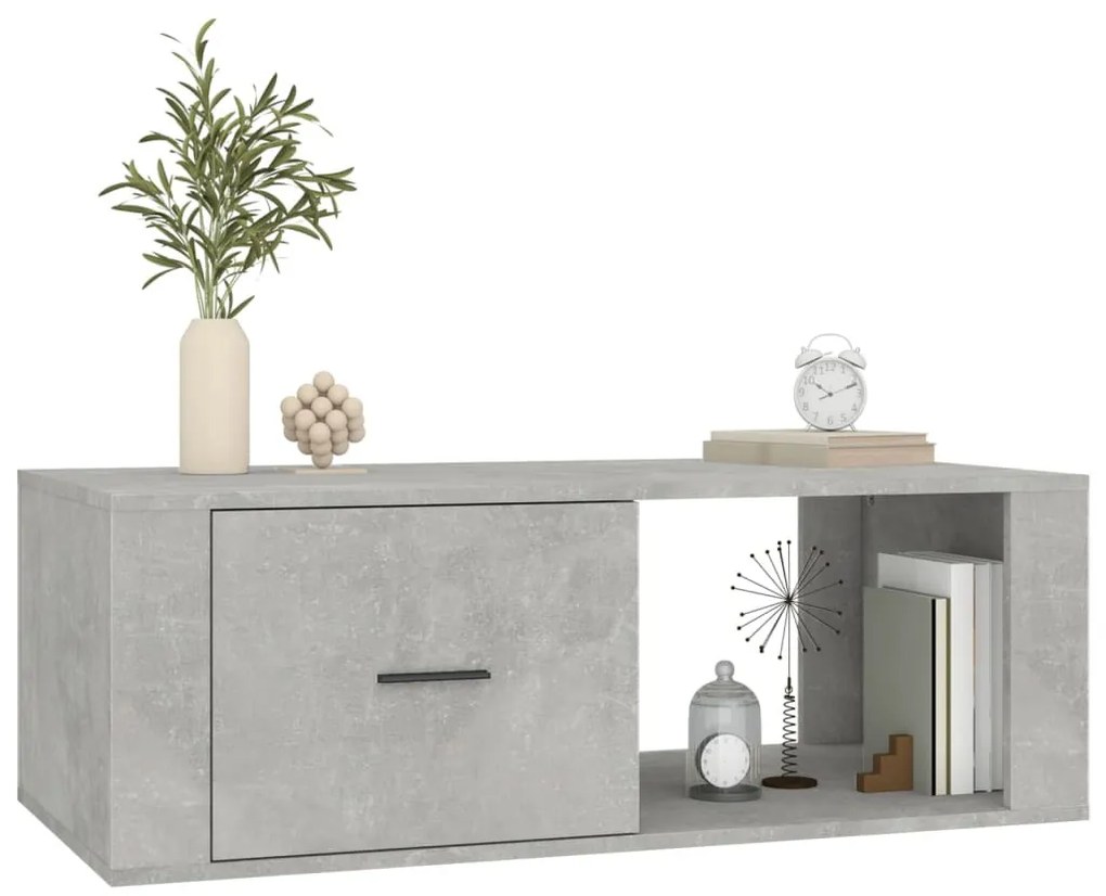 Betonszürke szerelt fa dohányzóasztal 100x50,5x35 cm