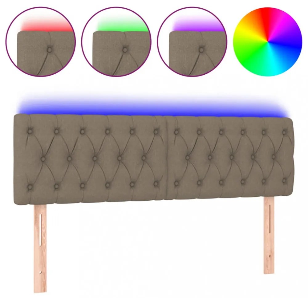 tópszínű szövet LED-es fejtámla 144x7x78/88 cm