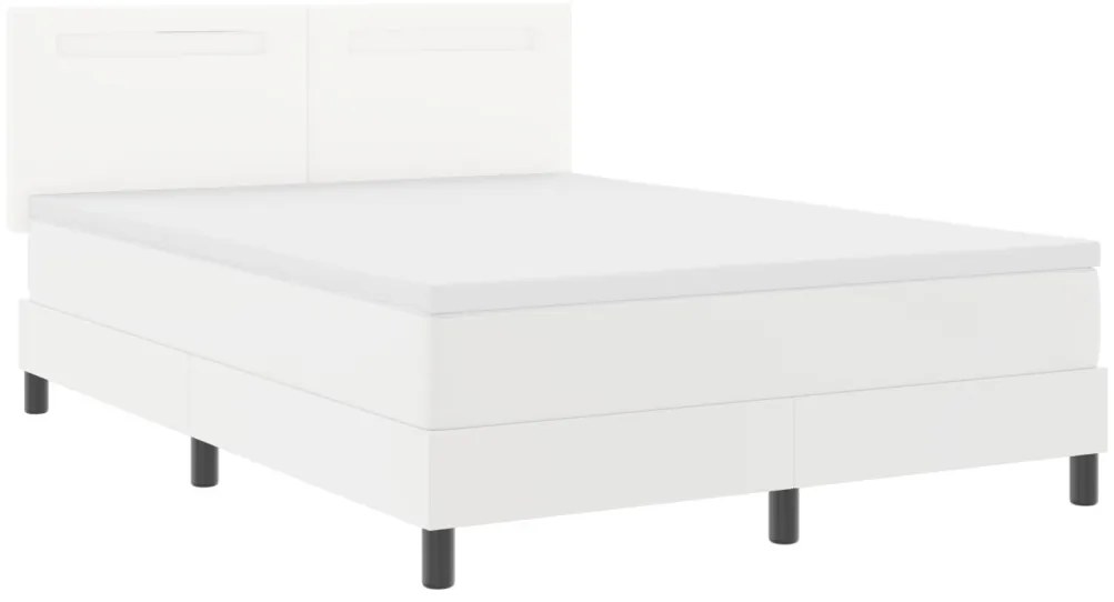 Boxspringágy Matracokkal Fehér 160 x 200 cm, Műbőr