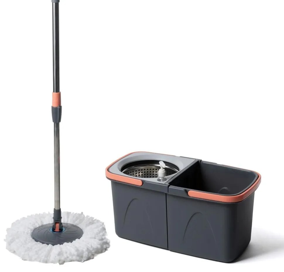 Spin Mop forgófejes felmosószett (vödör + nyél + acél facsaró + 2 mop)