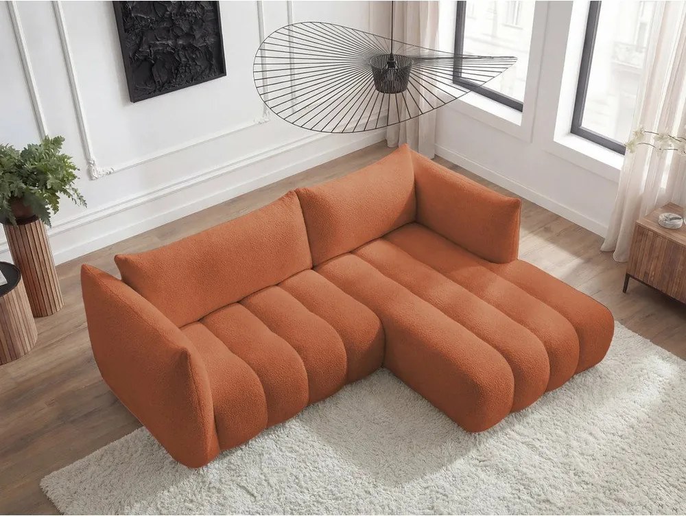 Narancssárga buklé sarokkanapé (jobb oldali-heverő résszel) Azra – Bobochic Paris