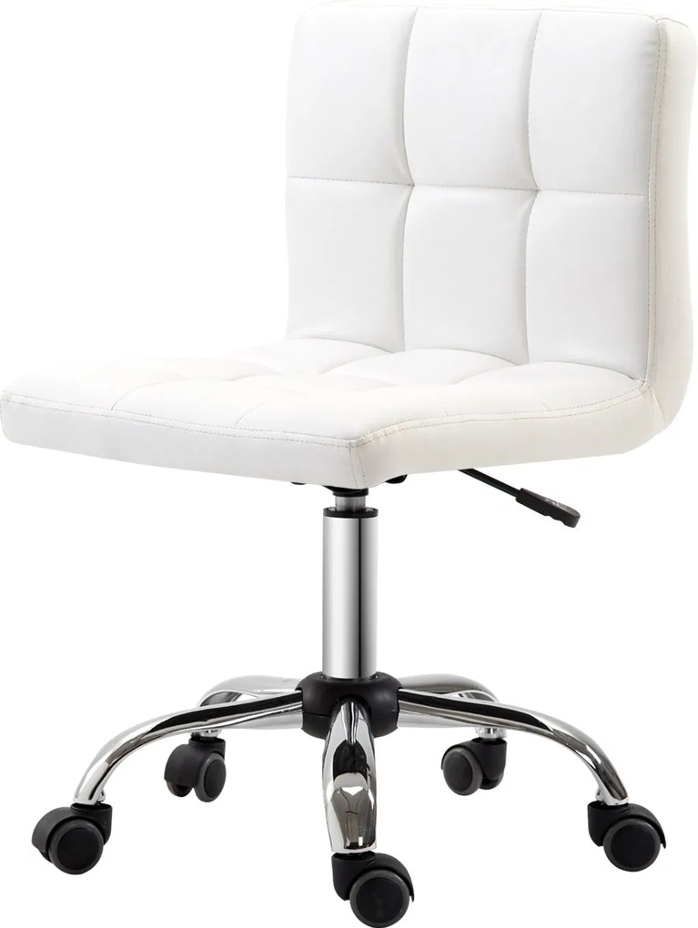 HOMCOM Irodai Szék, Ergonomikus Íróasztali Szék Karfa Nélkül, Magasságban Állítható Forgószék, Számítógép Szék Irodához, Tanulószobába, Műbőr, Fehér |