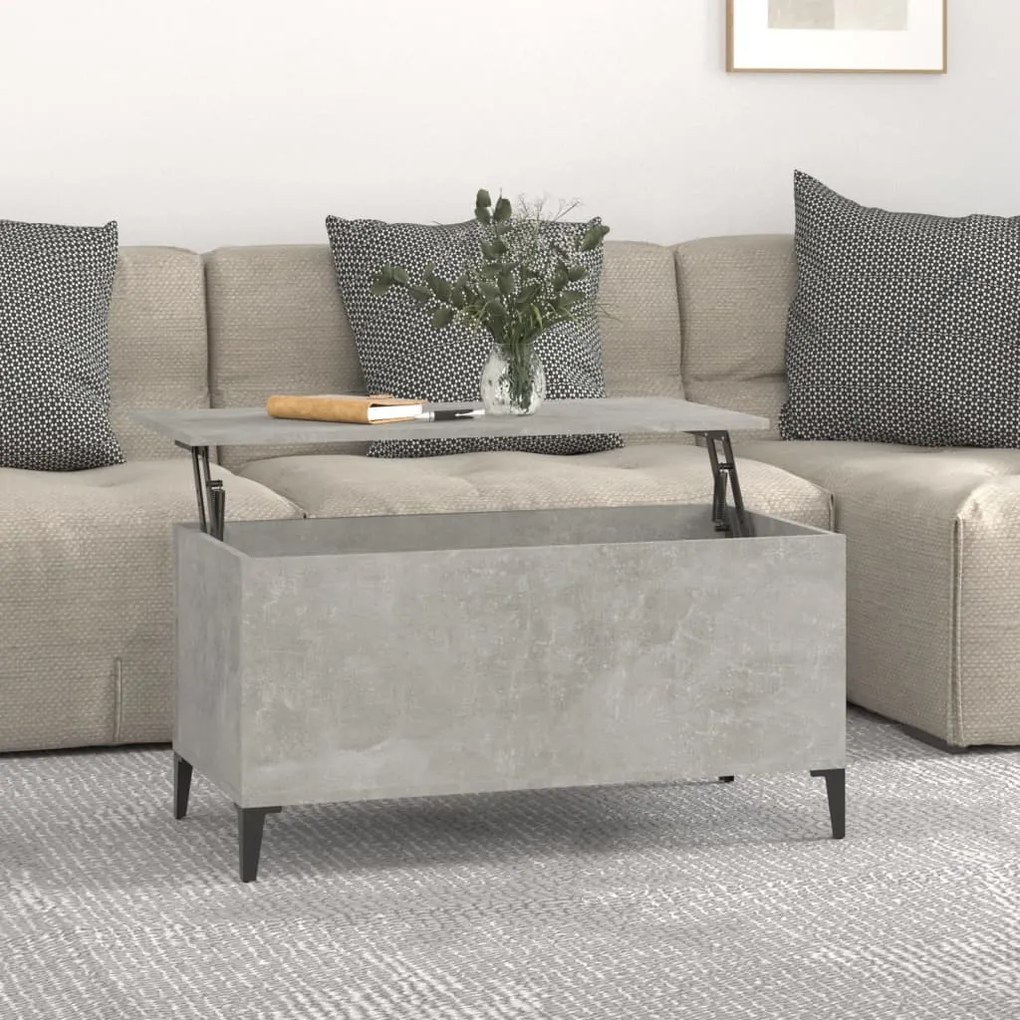 Betonszürke szerelt fa dohányzóasztal 90x44,5x45 cm