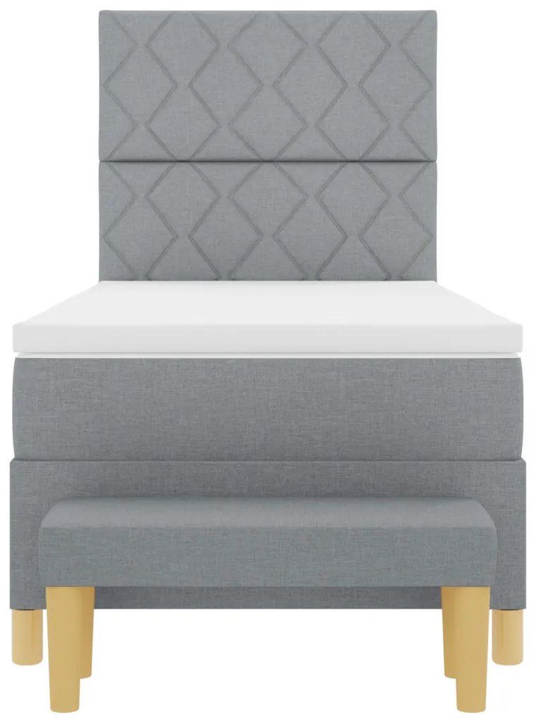 Box Spring Ágy Matraccal & Pad Világosszürke 90x190 cm Szövet