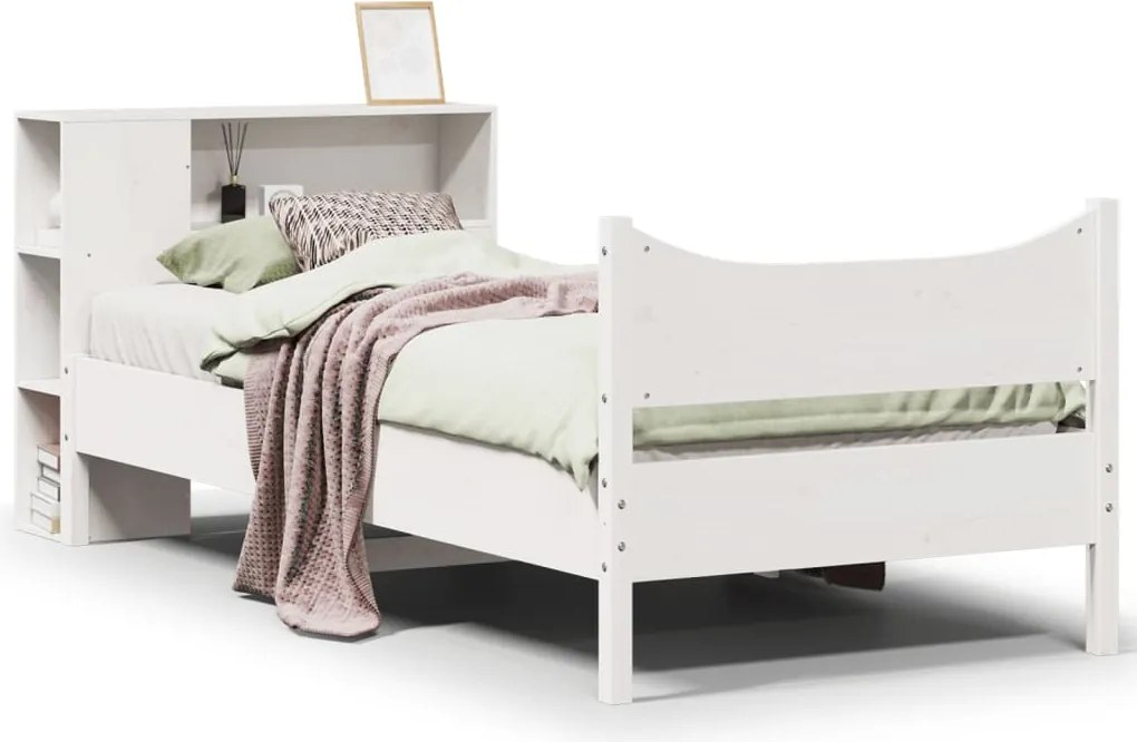 vidaXL fehér tömör fenyőfa ágy matrac nélkül 75 x 190 cm
