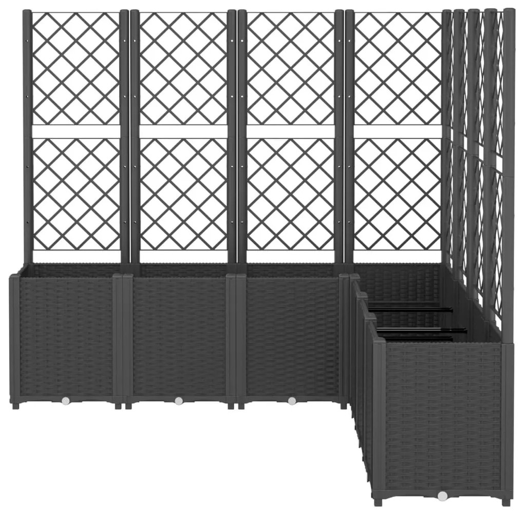 fekete polipropilén rácsos kerti ültetőláda 160 x 160 x 140 cm