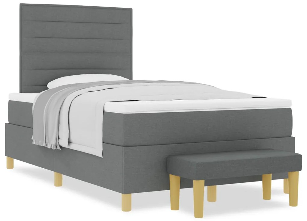Box Spring Ágy matraccal és paddal Sötétszürke 120x190 cm Szövet