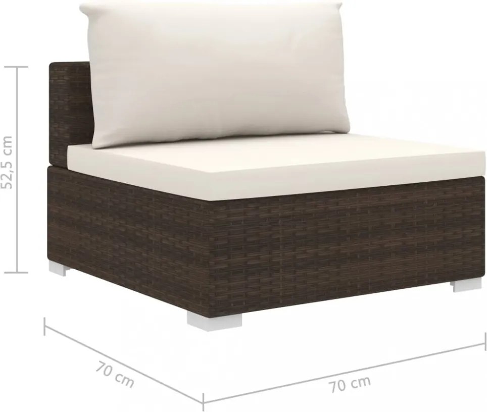 11 részes barna polyrattan kerti bútorszett párnákkal