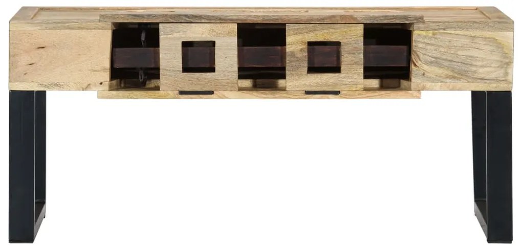 Magnókazetta formájú tömör mangófa dohányzóasztal 100x52x45 cm