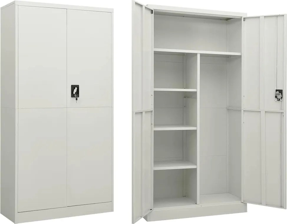 vidaXL világosszürke acél zárható szekrény 90 x 40 x 180 cm