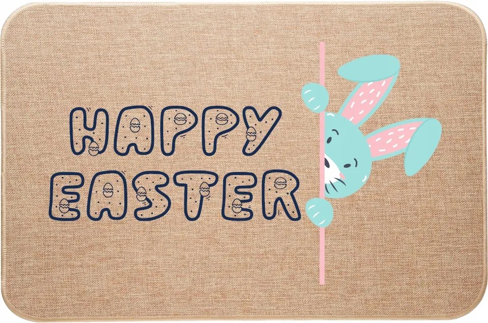 Húsvéti Lábtörlő lenvászonból Happy Easter húsvéti nyuszi