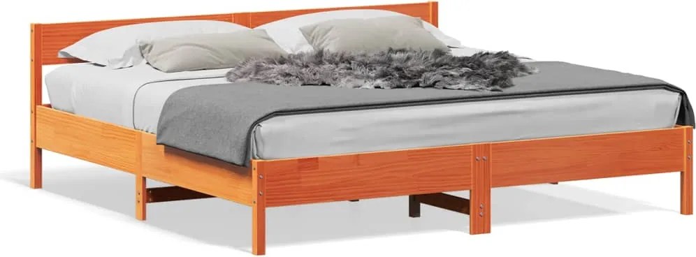 vidaXL viaszbarna tömör fenyőfa ágy matrac nélkül 180 x 200 cm