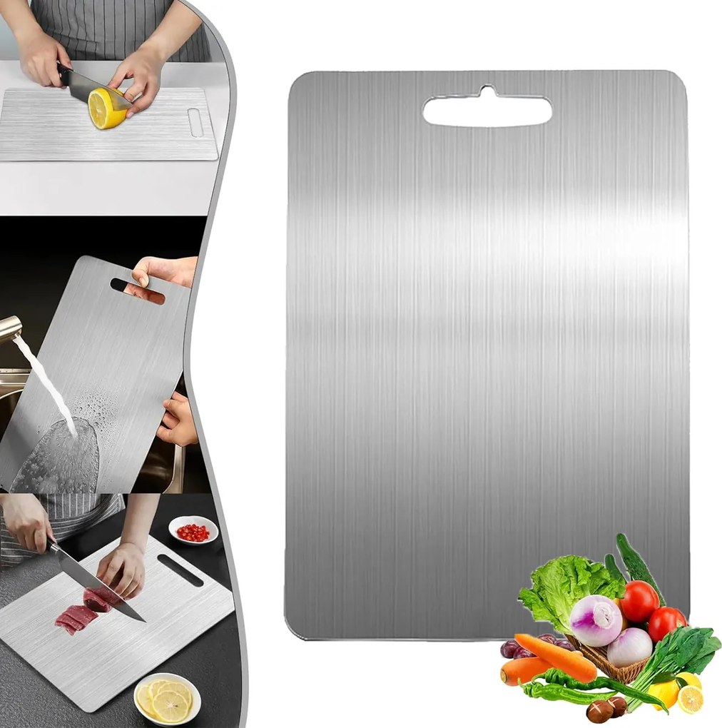 Rozsdamentes Acél Hal Gyümölcs Hús Vágódeszka Vékony Nagy 46x30cm