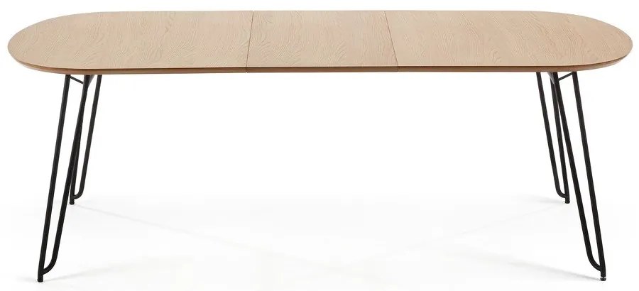 Natúr színű bővíthető étkezőasztal tölgyfa dekorral 100x170 cm Novac – Kave Home