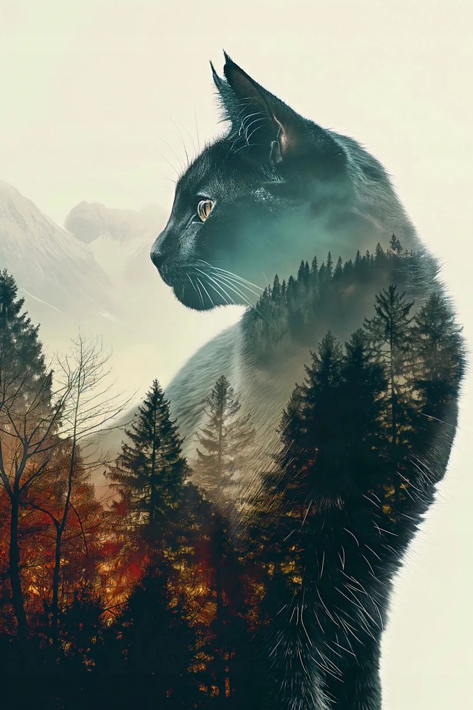 Poszter 61x91,5cm Macskaszellem erdő