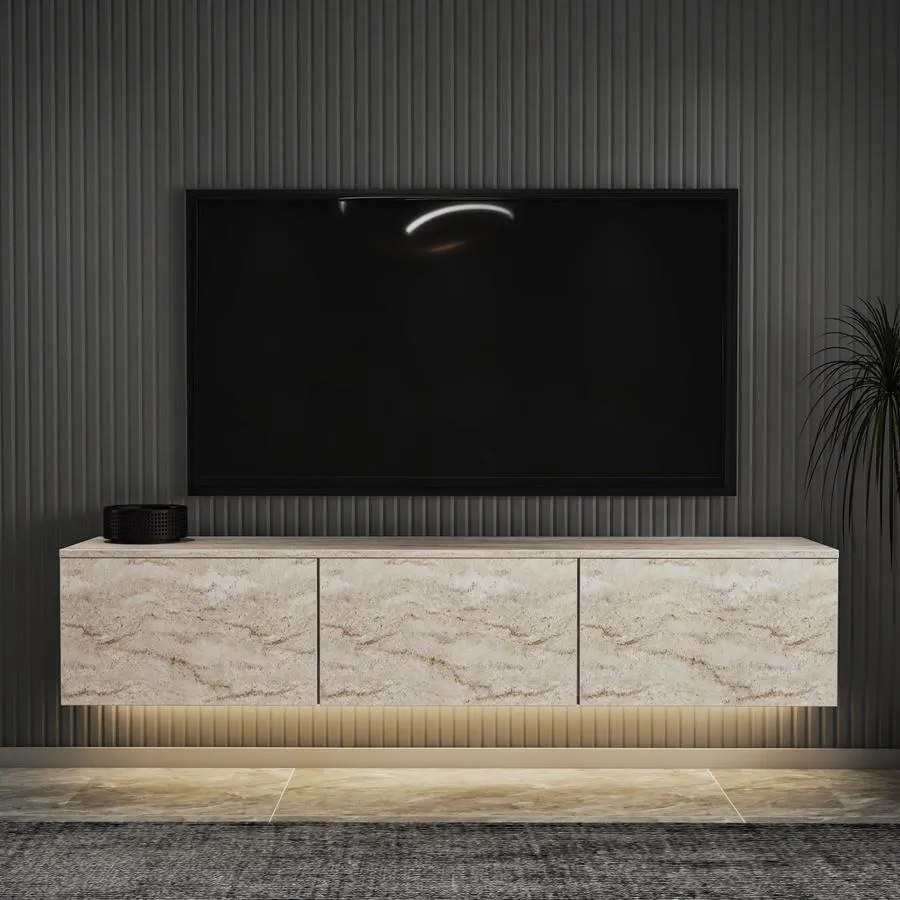 TV szekrény Neon Illuminated - Travertine