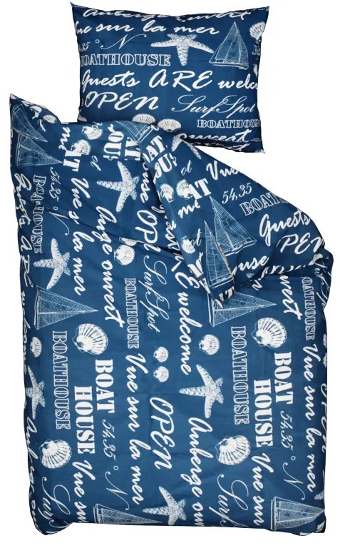 Boathouse kék pamut ágyneműhuzat Ágyneműhuzat mérete: 70x90 cm | 140x200 cm