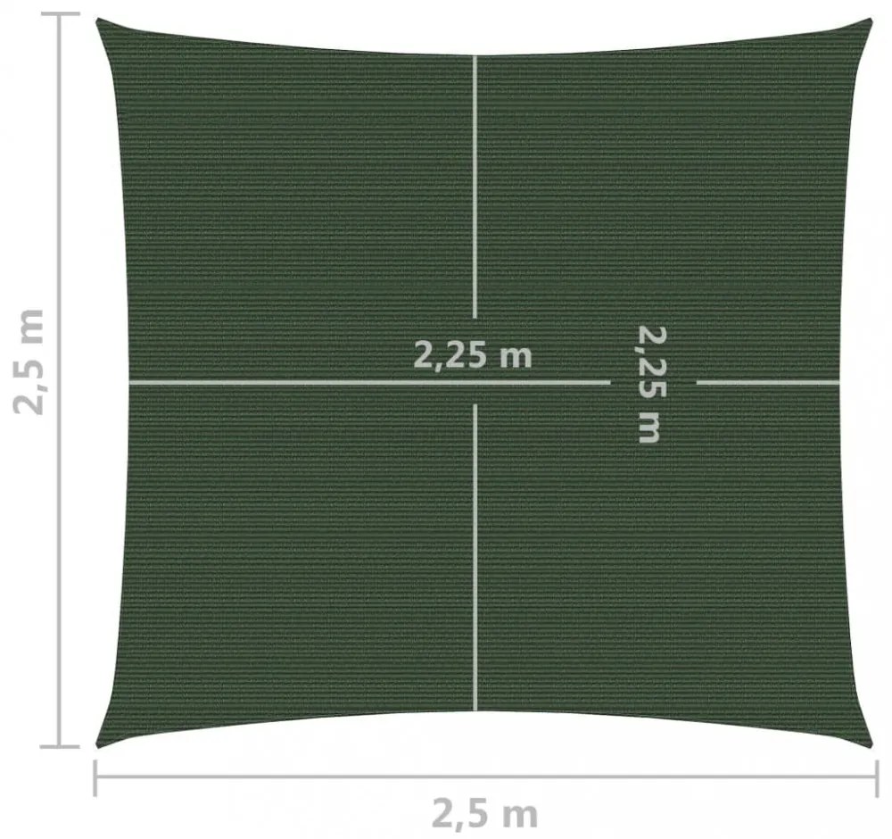 sötétzöld HDPE napvitorla 160 g/m² 2,5 x 2,5 m