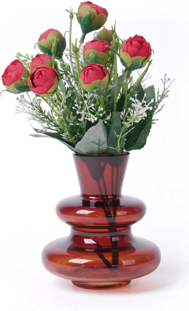Üveg Váza virágoknak modern Haucoze barna 13 cm dekoráció