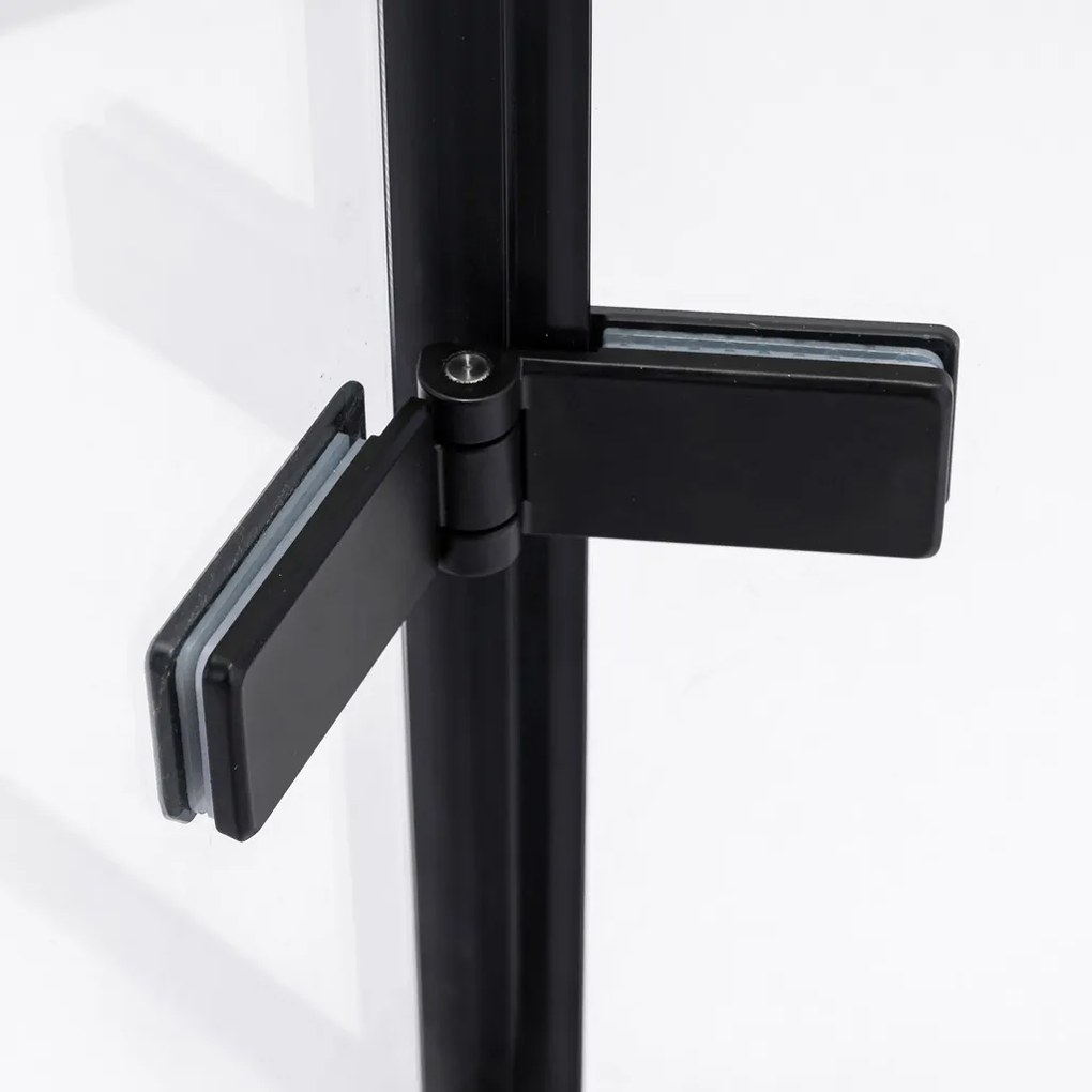 Stuxi Verona Black 90x70 aszimmetrikus csuklóajtós zuhanykabin 6 mm vízlepergető biztonsági üveggel, fekete