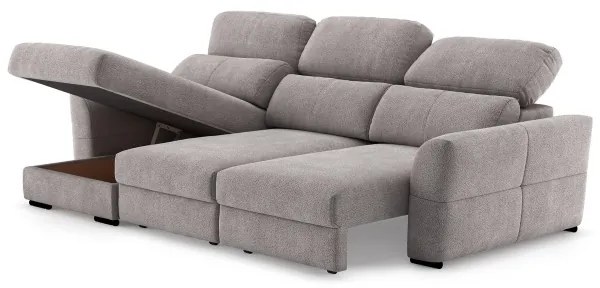 Univerzális sarokkanapé, kihúzható, háromszemélyes, tárolórekesszel TRENTO taupe