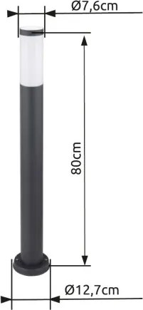 Globo 31588A Kültéri állólámpa antracit, rozsamentes acél, műanyag fehér búrával. IP44, ø: 127, H:800, exkl. 1xE27 23W 230V