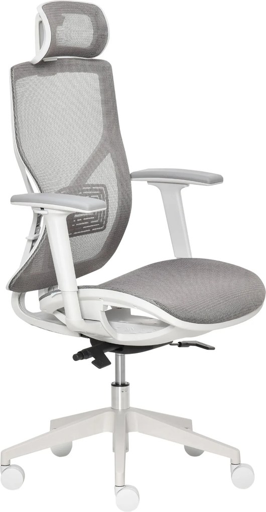 Vinsetto Irodai Szék - Játék/Számítógépes szék Fejtámlával, Derékpárnával, 3D Karfával, 3 Szinten Állítható, 360° Forgatható Kerekekkel, Szürke, 67 x