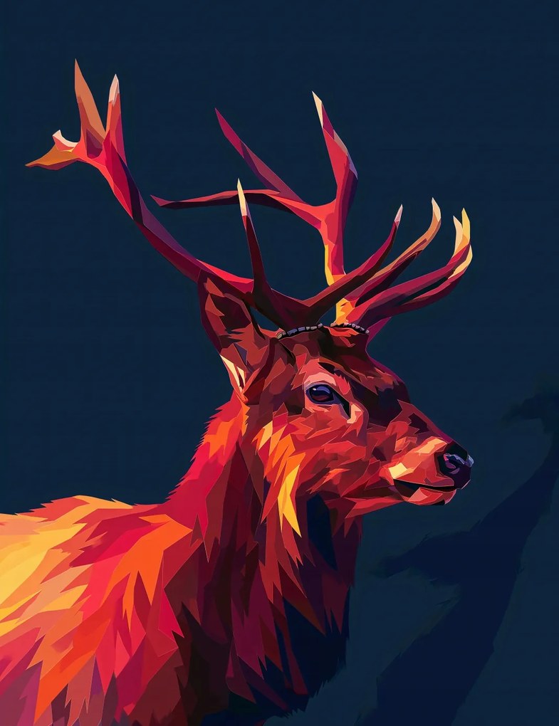 Poszter 50x65cm Szarvas a geometriában