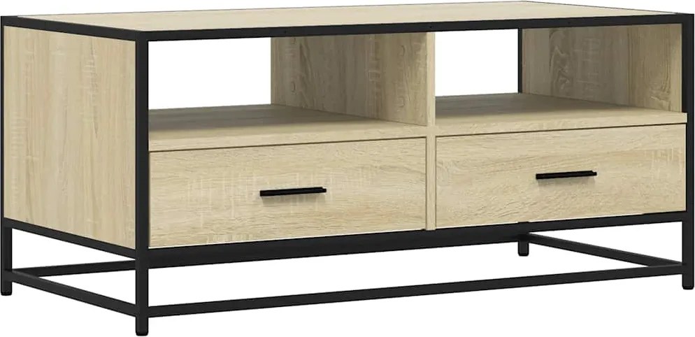 vidaXL sonoma tölgy szerelt fa és fém dohányzóasztal 100x50x45 cm