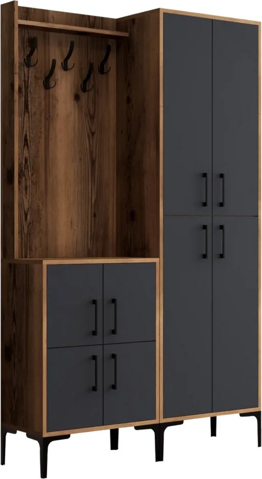 Berlin előszobafal, dió-antracit, 120 cm – TR845HCT4201