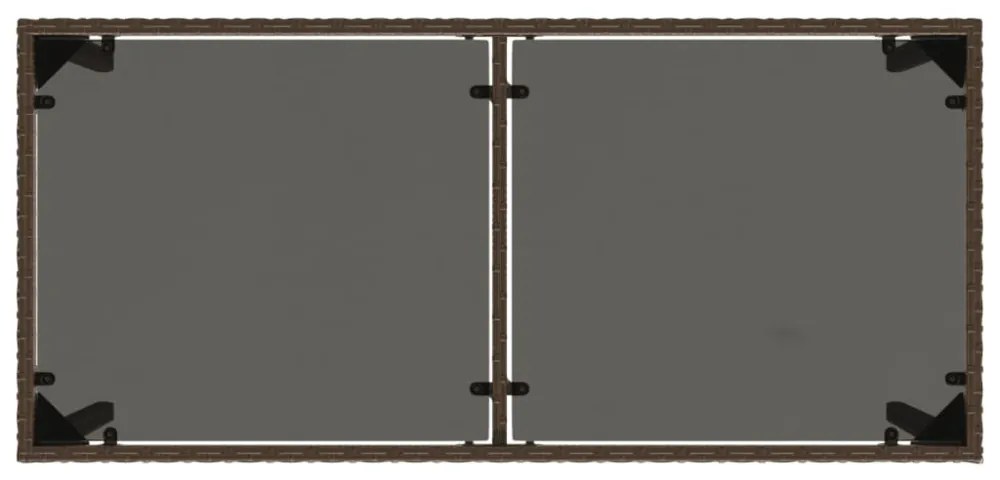 barna polyrattan üveglapos kerti asztal 115x54x74 cm