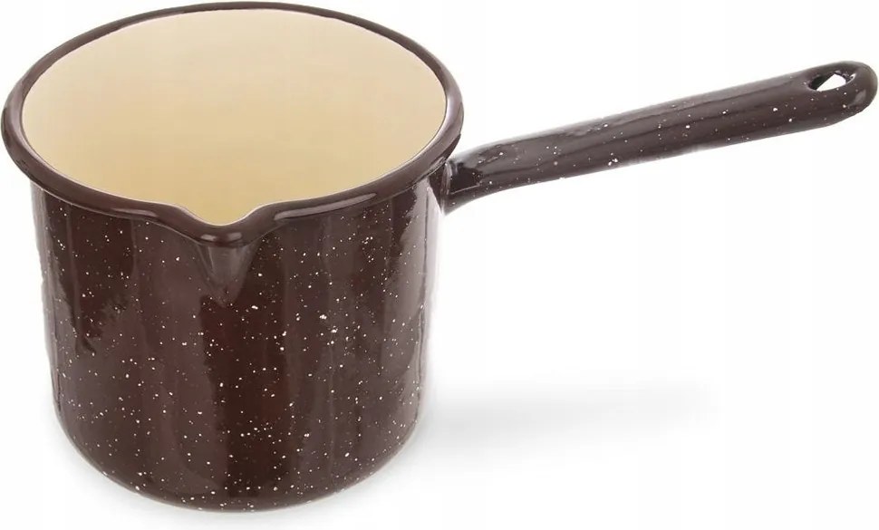 Zománcozott serpenyő Edény Hosszú Fogantyúval Hagyományos 12 cm 1,2L