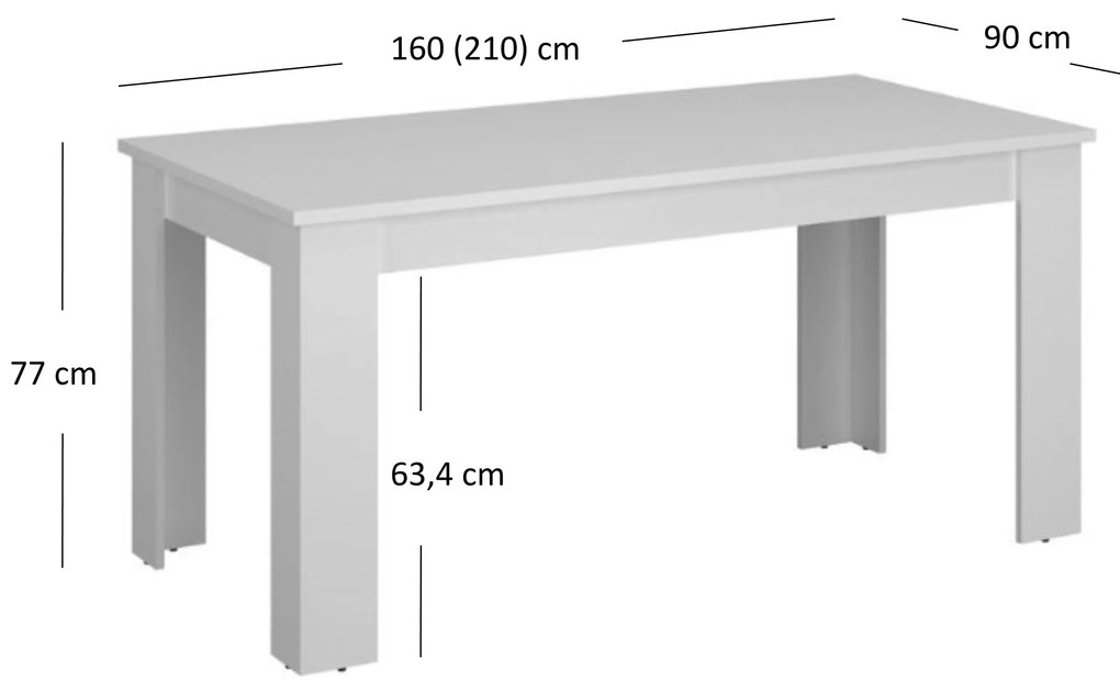 Széthúzható étkezőasztal (6 Mebel Bos Ethan (fehér). 1052913